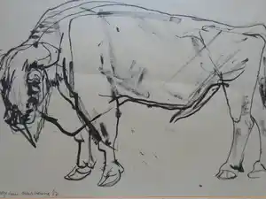 Alfons Van Meirvenne - BIZON / ORIGINEEL WERK / 63x48cm / KADER / SIG / 1956 verkauft für € 90!