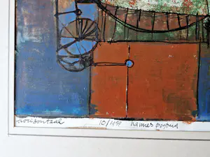 Hannes Postma - Grote in 1959 gemaakte gemengde techniek "Horizontaal" gesigneerd kopen? Bied vanaf 58!