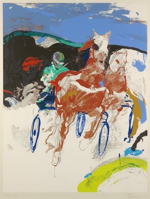 Jan van Diemen - Zeefdruk, Draverij - Ingelijst kopen? Bied vanaf 1!