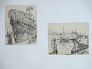 Willem van Dort - Havengezichten Rotterdam - Tekeningen kopen? Bied vanaf 38!