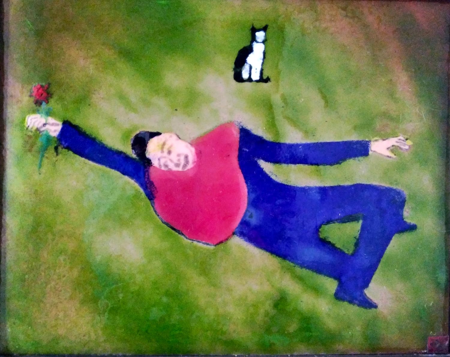 Niet of onleesbaar gesigneerd - Jo Pop (Hilversum), originele voorstelling in kleurrijk emaille kopen? Bied vanaf 1!