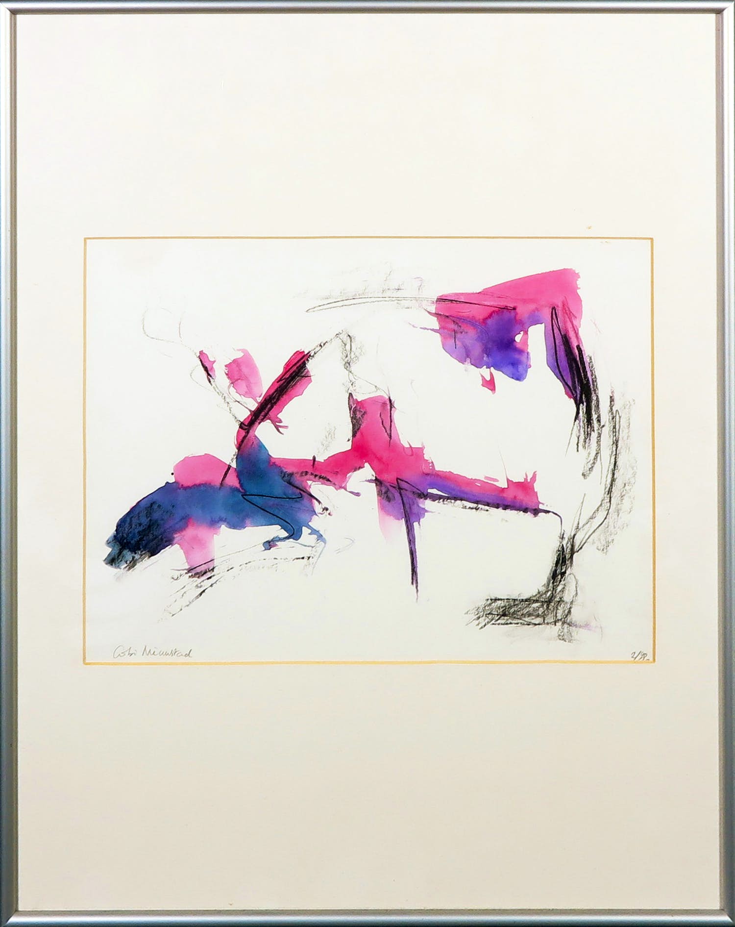 Cobi Nieuwstad - Gemengde techniek op papier, Zonder titel - Ingelijst kopen? Bied vanaf 1!