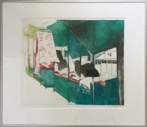 Sylvia Oudkerk - De slager in Lanzou | kleurenets - ingelijst kopen? Bied vanaf 35!