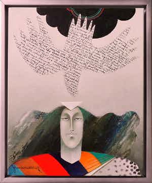 Frank Slabbinck - Schilderij: 'The cloud' - Ingelijst verkocht voor € 220!