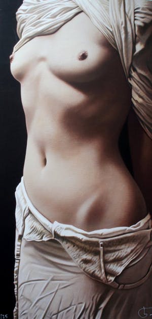 Willi Kissmer - Giclee op linnen(groot): Half naakt met 2 doeken - 2015 kopen? Bied vanaf 250!