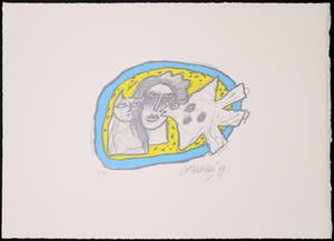 Corneille - Zeefdruk, Chat, femme et oiseau kopen? Bied vanaf 10!