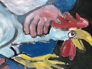 Martin van Wordragen - Olieverf op doek - Kippenvanger 2011 (Groot) kopen? Bied vanaf 450!