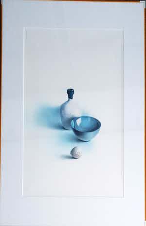 Olav Cleofas van Overbeek - Stilleven met blauwe schaal en ei verkocht voor € 40!