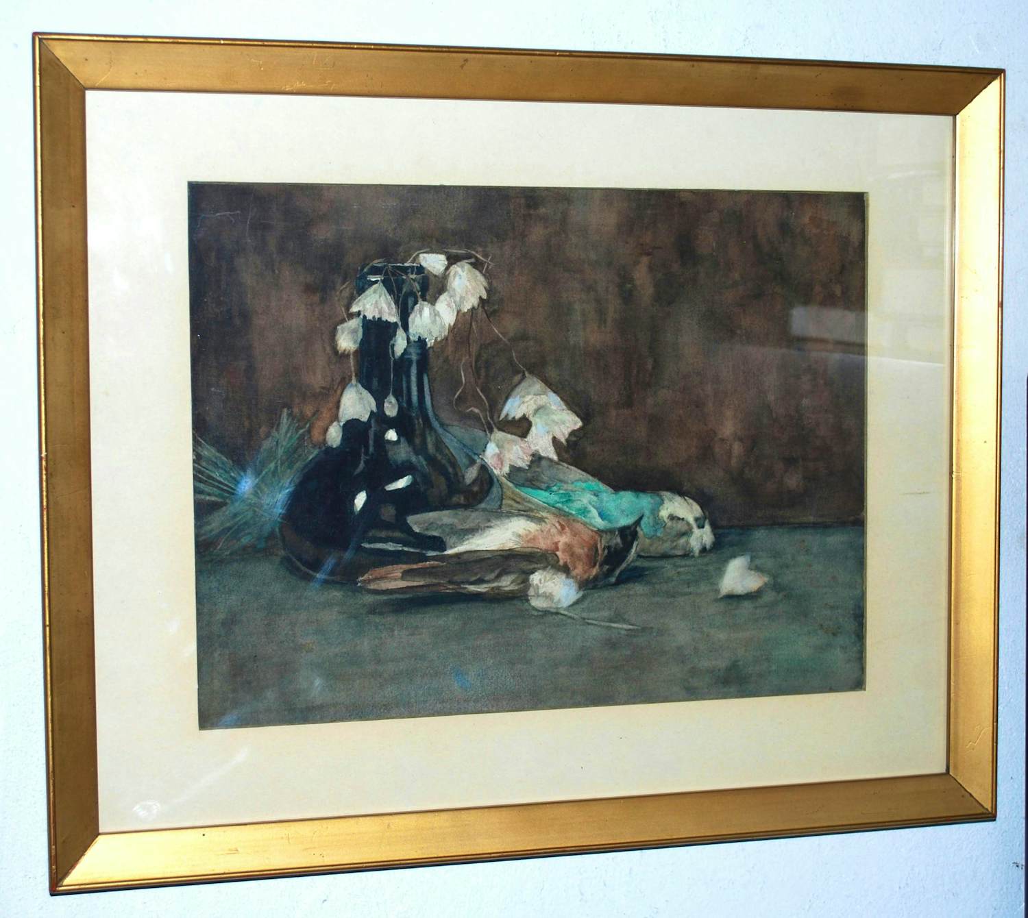 Johannes Evert Akkeringa - Stilleven met sneeuwklokjes en vogels verkocht voor € 200!