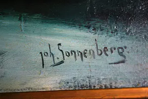 Johan Sonnenberg - botenhuis in de sneeuw - olieverfschilderij uit 1925 kopen? Bied vanaf 295!