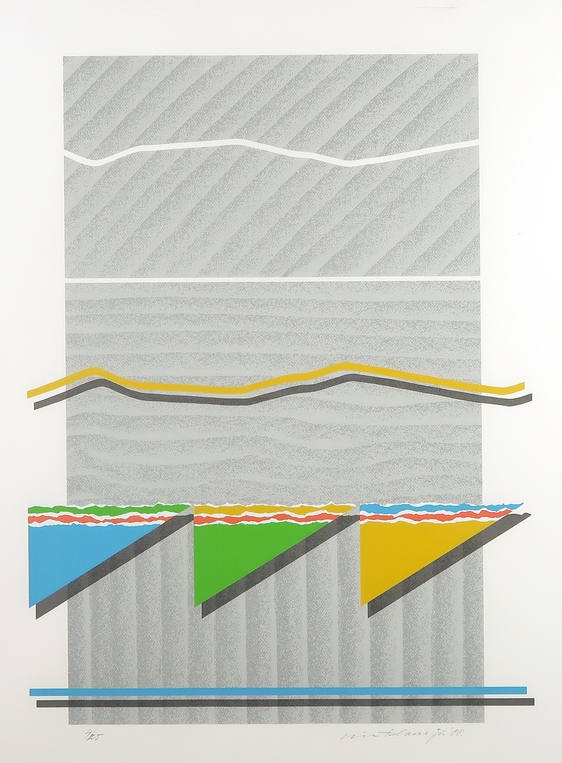 Nic Blans (jr.) - Zeefdruk, Abstracte compositie - Ingelijst kopen? Bied vanaf 1!