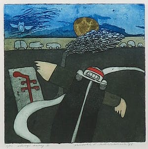 Michel van Overbeeke - Kleurenets met bladgoud, Always away I - Ingelijst kopen? Bied vanaf 20!