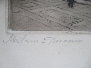 Niet of onleesbaar gesigneerd - Ets dom Milaan, gesigneerd kopen? Bied vanaf 1!