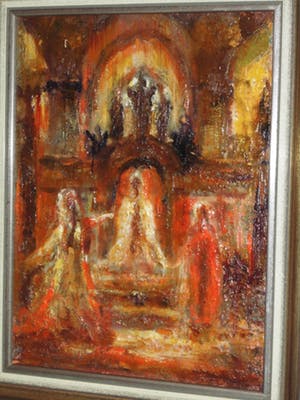 Peter Brouwer - Olieverfschilderij - Kerkintrieur kopen? Bied vanaf 95!
