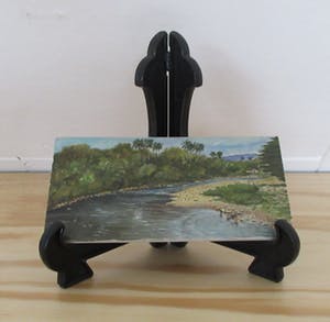 Niet of onleesbaar gesigneerd - Drieluik miniatuur schilderijtjes Indisch Landschap kopen? Bied vanaf 10!