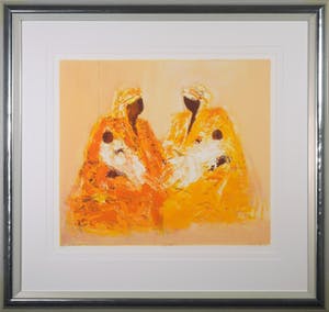 Wil Willemsen - Zeefdruk, Les Mamans - Ingelijst kopen? Bied vanaf 50!