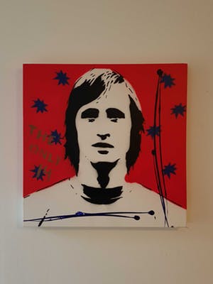 Niet of onleesbaar gesigneerd - Street Art gemengde techniek van Johan Cruyff met echtheidscertificaat. kopen? Bied vanaf 10!
