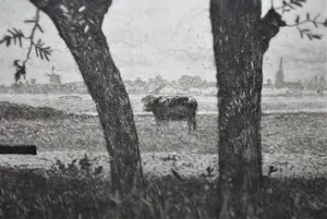 Jac. J. Koeman - Kalfjes in een weiland met verre einder kopen? Bied vanaf 65!