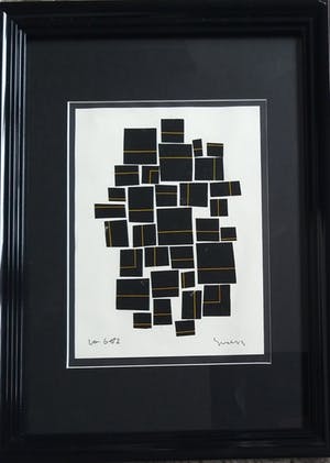 Siep van den Berg - Collage op papier met Rode lijn kopen? Bied vanaf 140!