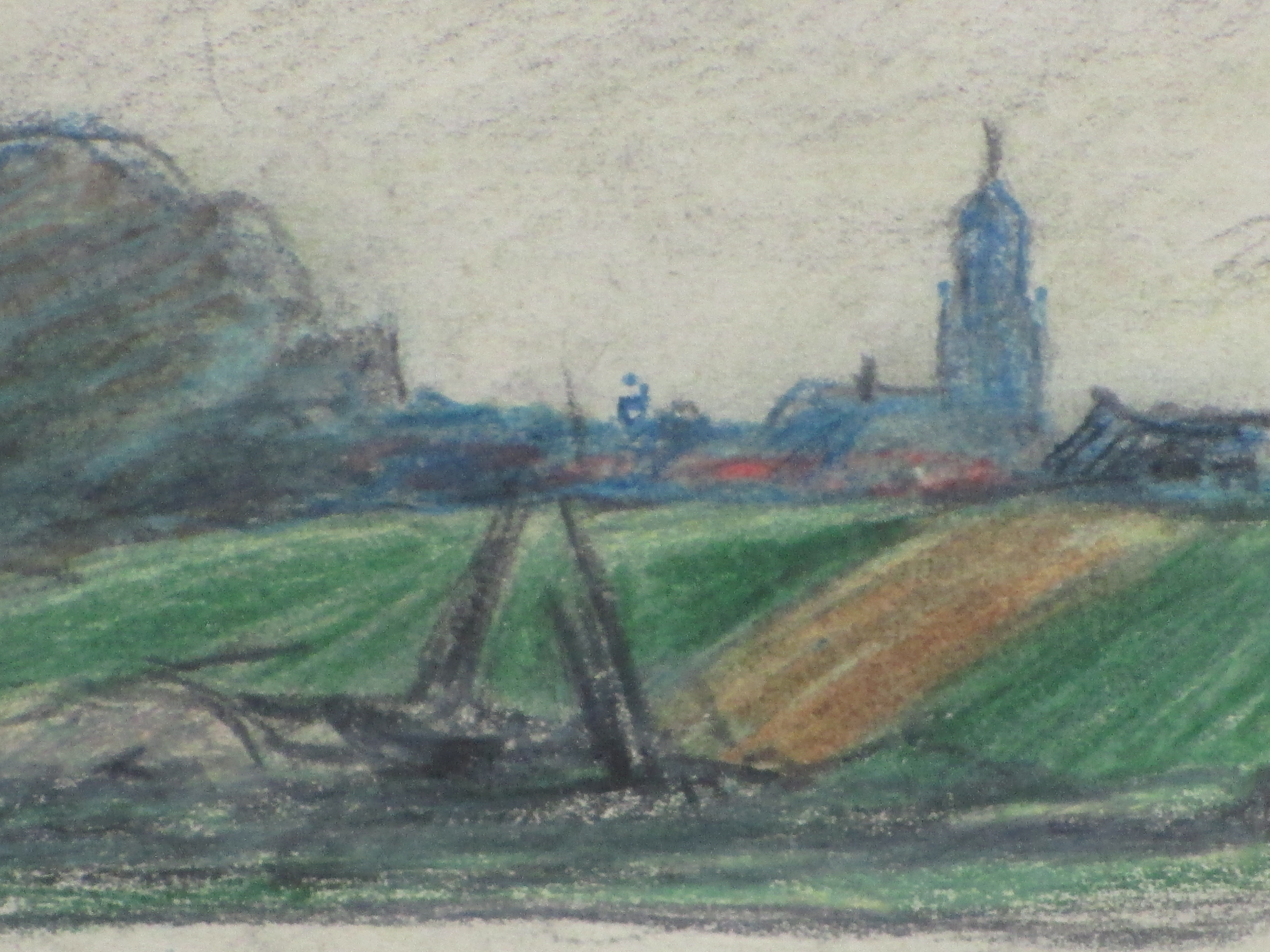 Jan van Essen - Landschap bij vaart met kerktoren - Gemengde techniek kopen? Bied vanaf 1!