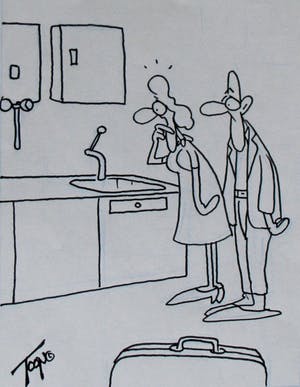 Toon van Driel - Pentekening: Toon op vakantie - "We moeten gauw een bus Vim halen!" kopen? Bied vanaf 40!