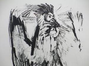 Dick Elffers - Twee hanen - Litho kopen? Bied vanaf 30!
