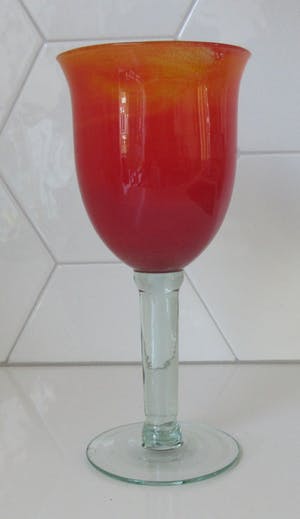 Niet of onleesbaar gesigneerd - Aurora Borealis - Finse Studio glazen oranje rood Kelkglas kopen? Bied vanaf 10!