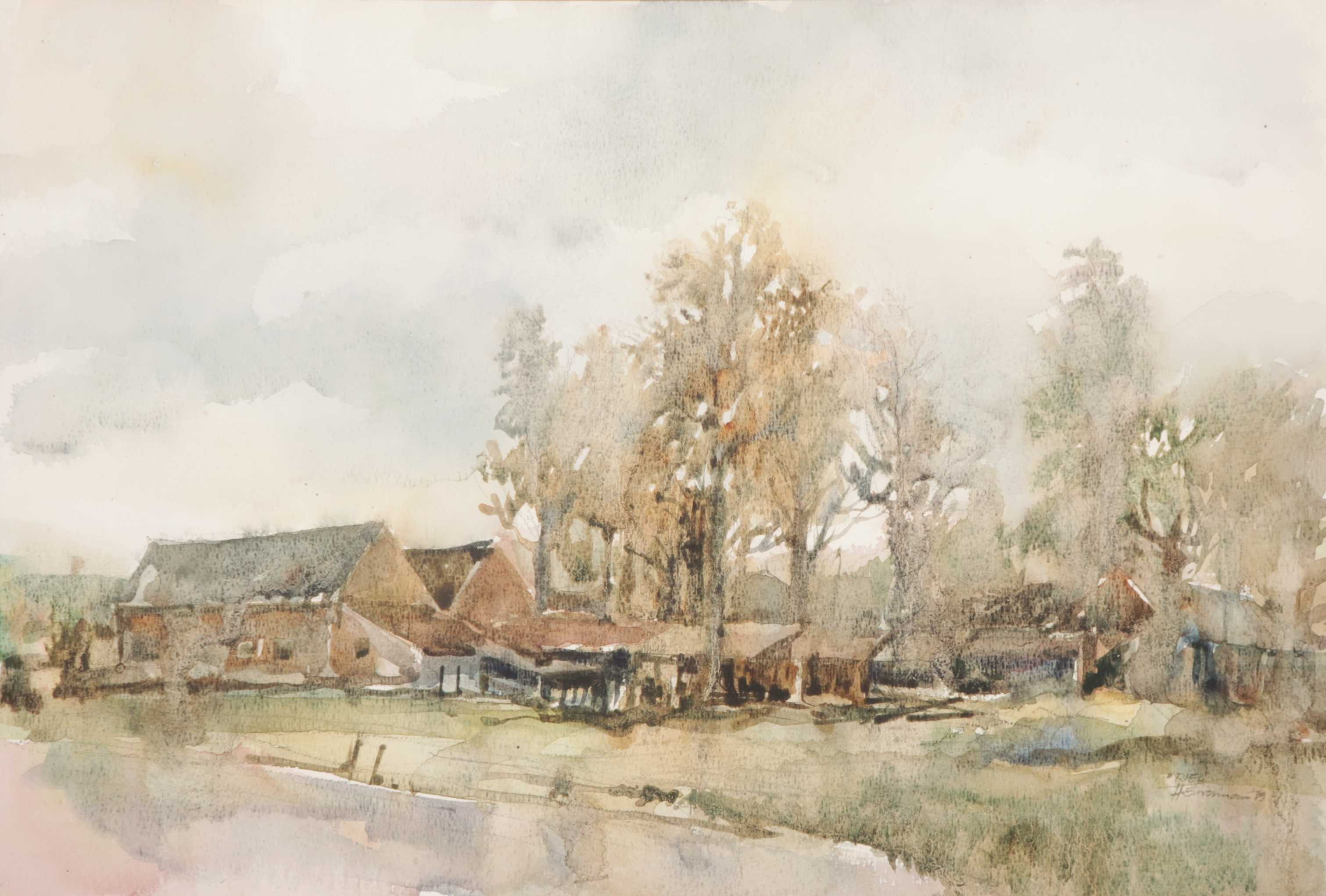 Hen Euverman - Aquarel, Riel kopen? Bied vanaf 1!