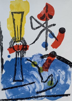 Jef Diederen - kleurenhoutsnede | 'Zonder titel' | 1992 kopen? Bied vanaf 80!