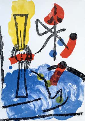 Jef Diederen - kleurenhoutsnede | 'Zonder titel' | 1992 verkocht voor € 80!