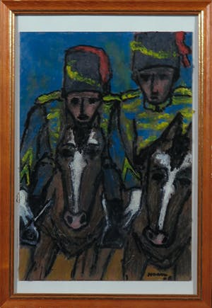 Pieter Haan - Acryl op board, Lot van twee werken met figuren - Ingelijst kopen? Bied vanaf 1!
