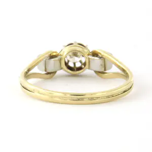 18k bicolour gouden ring met briljant en single cut geslepen diamant tot. 0.10ct kopen? Bied vanaf 230!