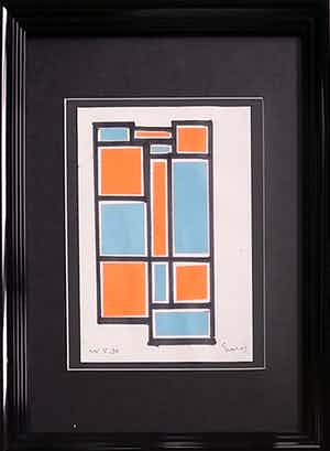 Siep van den Berg - Colagge in blauw op papier verkocht voor € 100!