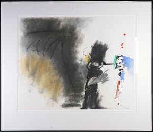 Jef Diederen - Gemengde techniek op papier, Abstracte compositie kopen? Bied vanaf 120!