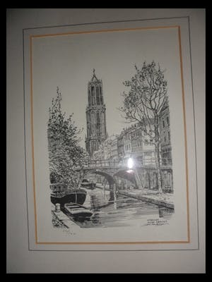 Jos van Dijk - Ets , Oude Gracht te Utrecht kopen? Bied vanaf 10!