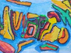 Ernst Vijlbrief - GROENE VOGEL / ORIGINEEL WERK / 64x99cm / SIG / 1994 verkocht voor € 90!