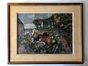 Agnes van den Brandeler - Bloemenveld - Gouache, Ingelijst kopen? Bied vanaf 280!