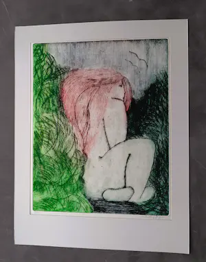 Paul Elshout - Brabants beeldhouwer - handgekleurde litho "kwetsbaar" - kleine oplage (30) kopen? Bied vanaf 47!