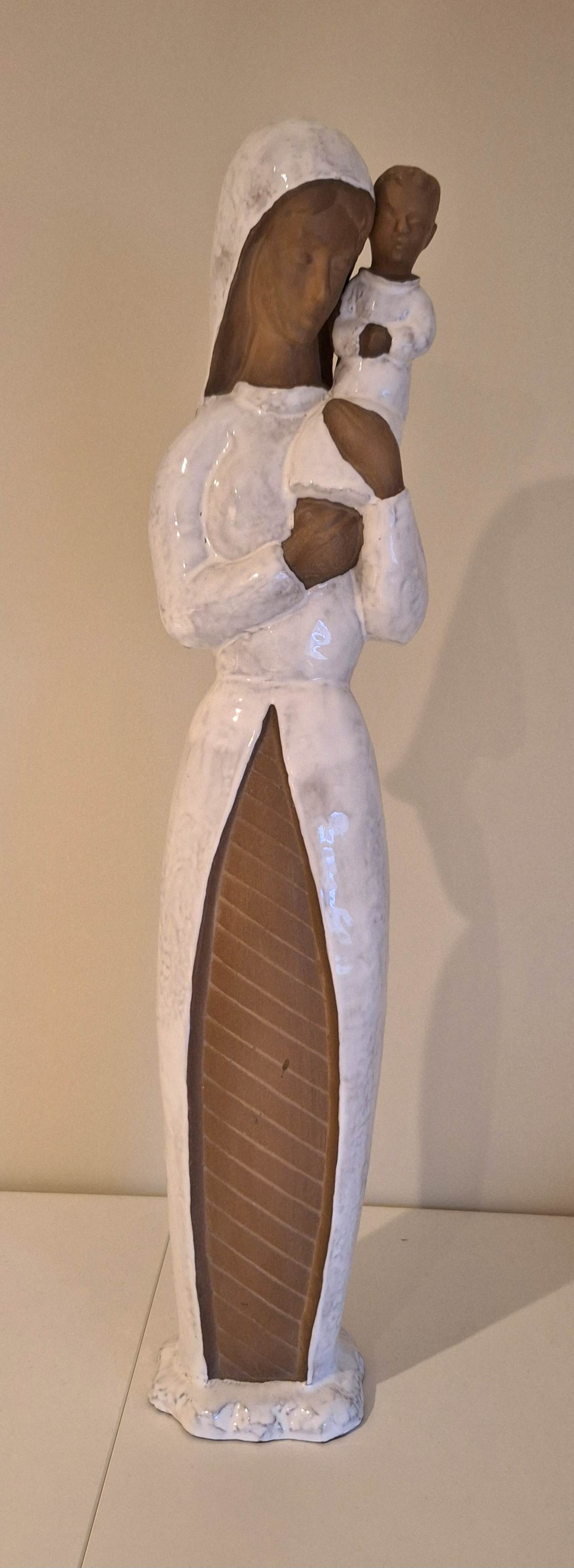 Paul Sersté - religieus beeld - Madonna / Moeder Maria met kind - terracotta en keramiek kopen? Bied vanaf 50!