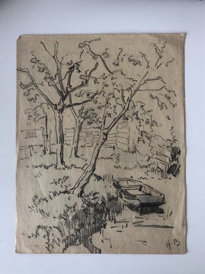 Henk Bellaard - Landschap met bootje kopen? Bied vanaf 45!