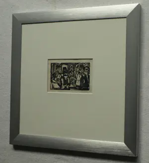 Jan Wiegers - Ingelijste houtsnede , De Kaartspelers – Lijst, 35 x 35 cm. kopen? Bied vanaf 60!