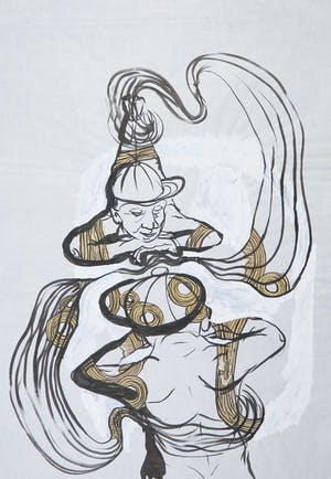 Tanja Smit - Inkttekening, Twee baseballfans kopen? Bied vanaf 1!
