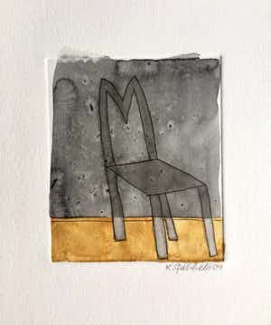 Klaas Gubbels - ets met aquarel ingekleurd - ‘Stoel’ verkocht voor € 245!