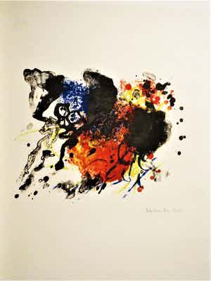Jef Diederen - Litho uit 1963 - zeer kleine oplage (25) - Abstract - potlood gesigneerd verkocht voor € 48!