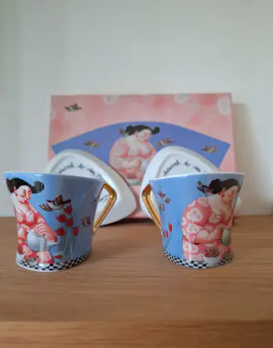 Ada Breedveld - Espressokopjes met schotel (2), vrolijk! kopen? Bied vanaf 45!