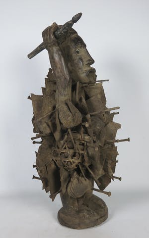 Bakongo - Nkisi beeld / Spijkerbeeld met speer in de hand kopen? Bied vanaf 1!