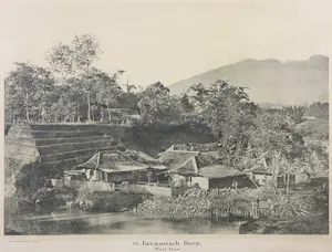 Jean Demmeni - Fotogravure, Javaansch Dorp (West-Java) - Ingelijst kopen? Bied vanaf 1!