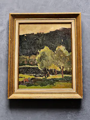 Arend Jan van Driesten - "nestor van de Leidse school" olieverf - boslandschap - in originele lijst kopen? Bied vanaf 78!