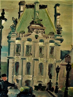 Raphael Dubois - Belgisch Post-Impressionist - olieverf ca. 1930 - "Parijs verliefd stel op brug" kopen? Bied vanaf 10!