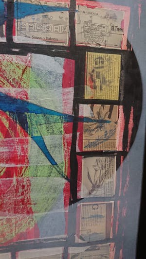 Niet of onleesbaar gesigneerd - olie/collage op canvas kopen? Bied vanaf 1!